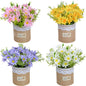 XONOR Artificial Flower Plants – Mini Fake Hydrangea Flowers in Pot for Home Decor Party Wedding Office Patio Table Desk Decoration, Set of 4, 3.3''(D) x 5.5''(H)