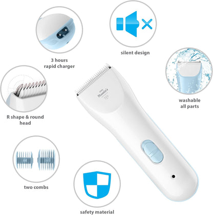 Little Martin's Baby Hair Clipper - Professional Quiet Baby Hair Trimmers - Rechargeable Waterproof Grooming Kit Safety for Toddlers & Kids (Blue)