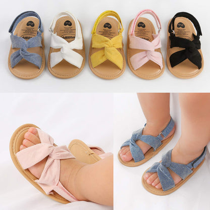 SOFMUO Baby Girls Sandals Premium Soft Sole Infant Indoor Flat Newborn Slippers Lightweight Comfort Toddler Summer Princess Dress Shoes