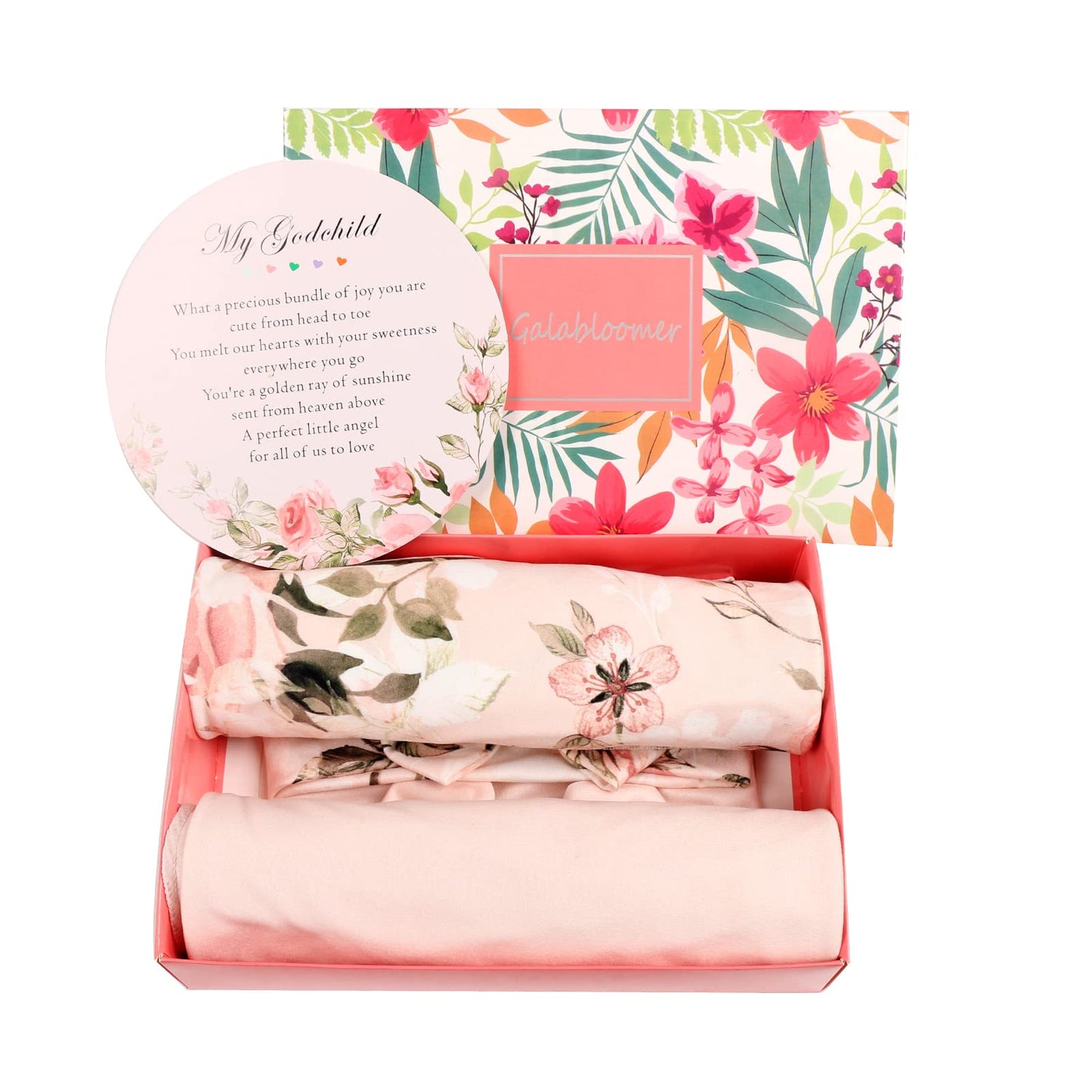 Galabloomer Newborn Receiving Blanket Headband Set Baby Flower Swaddle (vintage flower)
