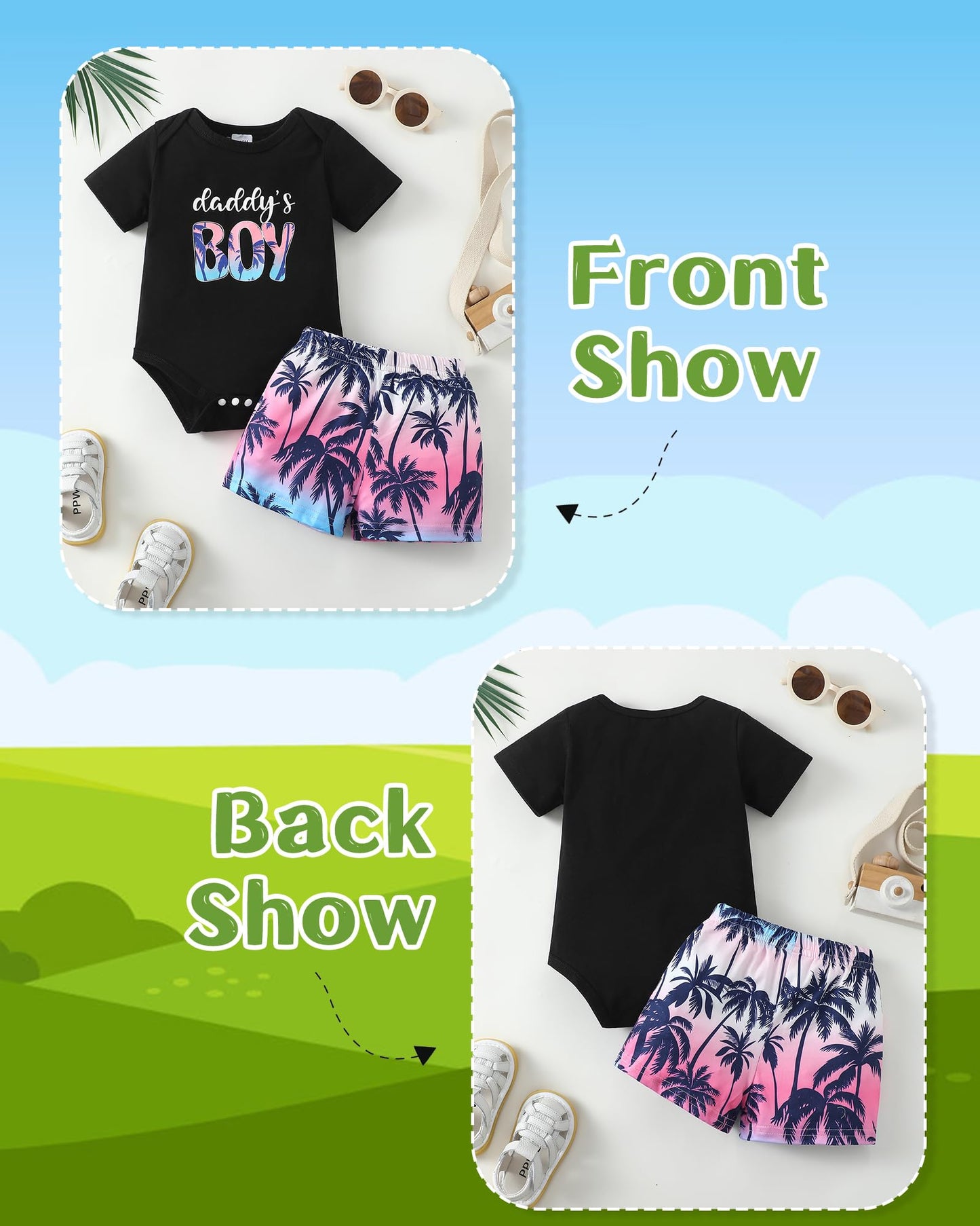 NZRVAWS Newborn Baby Boy Clothes Letter Printed Romper Shorts Summer Infant Outfits Camo Clothing Set 0 3 6 9 12 Months