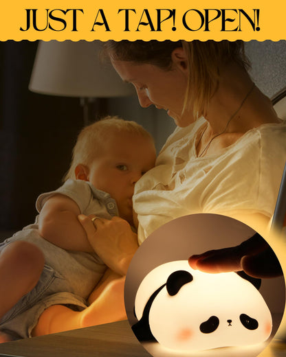 Recolte Panda Night Light for Kids - 3-Level Dimmable, Rechargeable LED Silicone Lamp | Squishy Nursery Light with Timer | Safe Night Light for Baby Room & Toddlers (Gift Box Included)