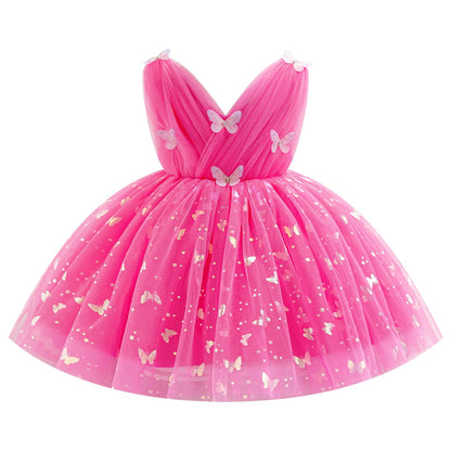 IDOPIP Toddler Baby Girls Shiny Butterfly Tutu Dress Princess Birthday Party Pageant Flower Girl Wedding V-Backless Dresses