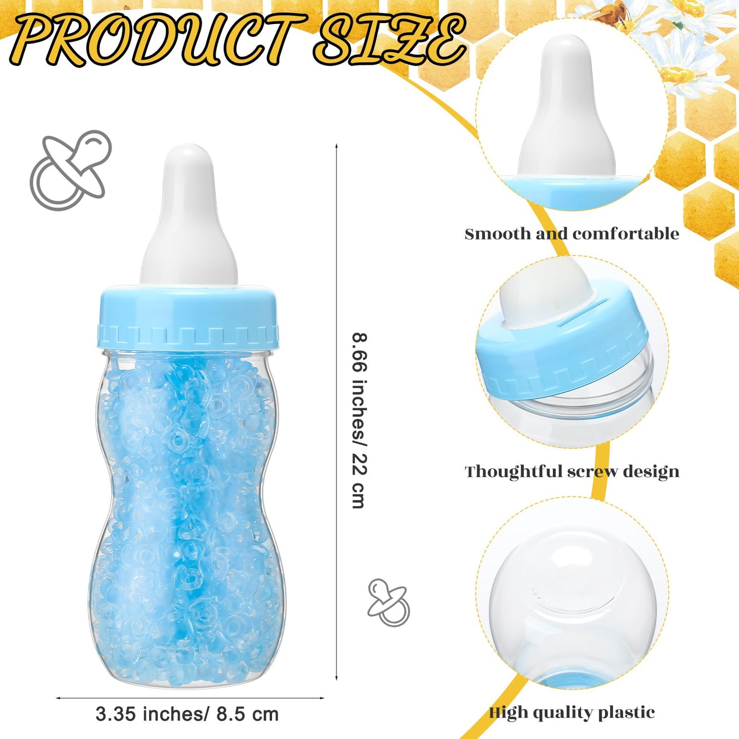 Roowest 512 Pcs Baby Shower Games Guess How Many Pacifiers Sign 100 Small Guessing Games 10 HB Pencils 750ml Milk Bottle 400 Acrylic Pacifiers Decoration for Guest Gender Reveal(Pink,Bear)