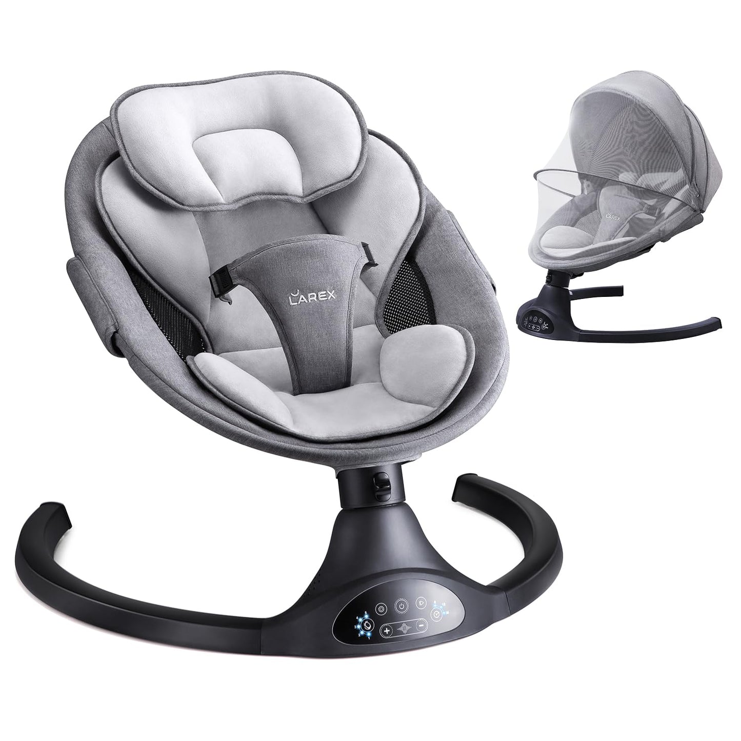 LAREX Baby Swing Infant Swing Electric Toddler Baby Rocker Portable for Newborn Boy Girl, 5 Sway Speeds with Remote Control, 10 Preset Melodies and Bluetooth, 0-6 Months Max 20 Lbs (Pink)