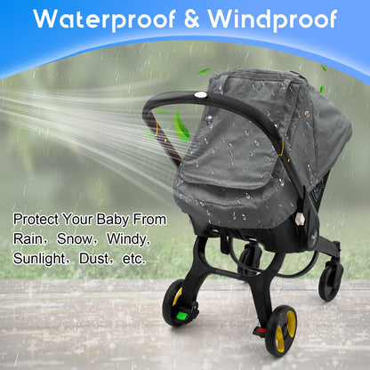 Waterproof Car Seat Cover Baby, 3D Mink Dot Infant Car Seat Cover with 2 Breathable Vents, Universal Carseat Canopy for Girls Boys, Baby Carrier Cover for All Seasons, Protect from Sunlight Rain