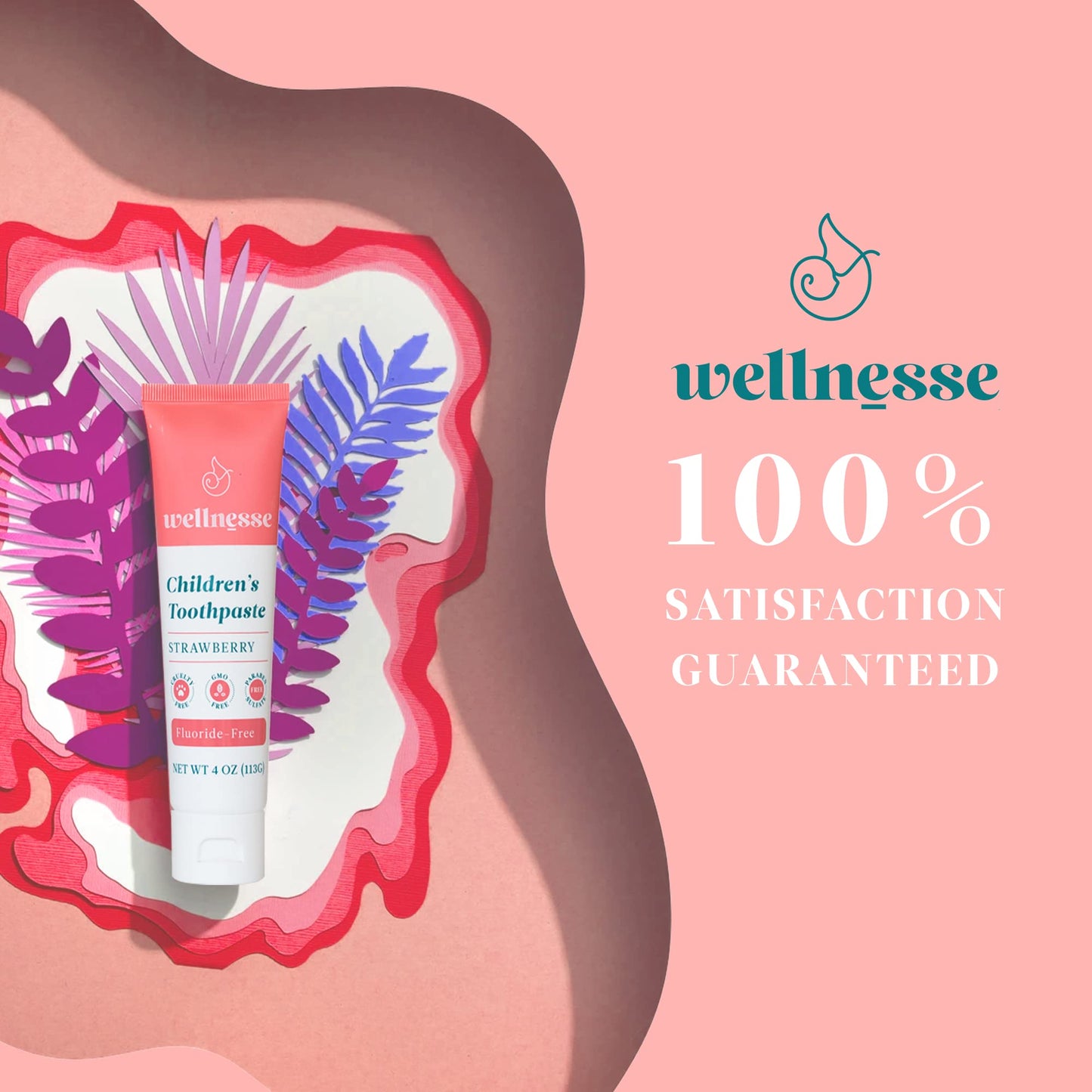 Wellnesse Kids Hydroxyapatite Toothpaste with Xylitol - Fluoride Free Toddler & Children's Natural Toothpaste, Freshens Breath, Sensory-Friendly Oral Care, Vegan, Strawberry Flavor, 4 oz (Pack of 1)