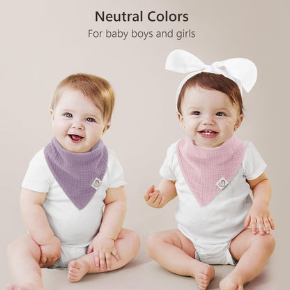 Bearmoss Muslin Baby Bibs 8 Pack Soft Bandana Bibs for Drooling & Teething, Absorbent Burp Cloths with Adjustable Snaps