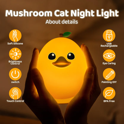 Huggwaii Squishy Axolotl Night Light for Kids – Dimmable Silicone Axolotl Lamp, 2025 Upgraded Baby Night Light, Rechargeable, 20H Battery Life, Sleep Aid Gift for Toddlers, Girls&Room Decor