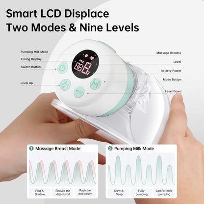 TSRETE Double Wearable Breast Pump, Electric Hands-Free Breast Pumps with 2 Modes, 9 Levels, LCD Display, Memory Function Rechargeable Milk Extractor-24mm Flange, Pink