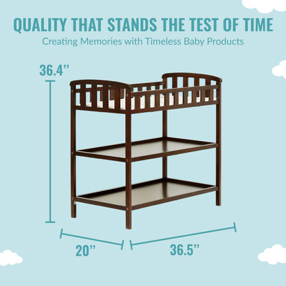 Dream On Me Emily Changing Table In Natural, Comes With 1" Changing Pad, Features Two Shelves, Portable Changing Station, Made Of Sustainable New Zealand Pinewood