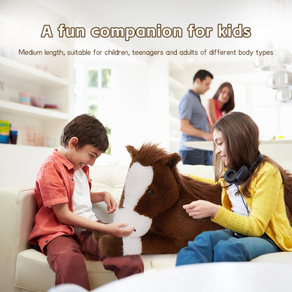 Tezituor 47 Inch Giant Horse Stuffed Animal, 4ft Realistic Chocolate Stuffed Horse Plush Toy, Hugging Soft Horse Pony Plush Pillow for Boys Girls,