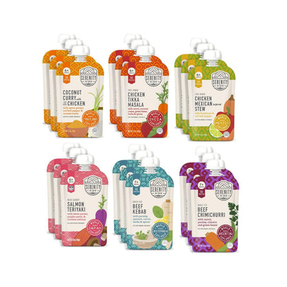 Serenity Kids 7+ Months World Explorers Baby Food Pouches Puree Made With Ethically Sourced Meats & Organic Veggies | 3.5 Ounce BPA-Free Pouch | Beef Chimichurri | 6 Count