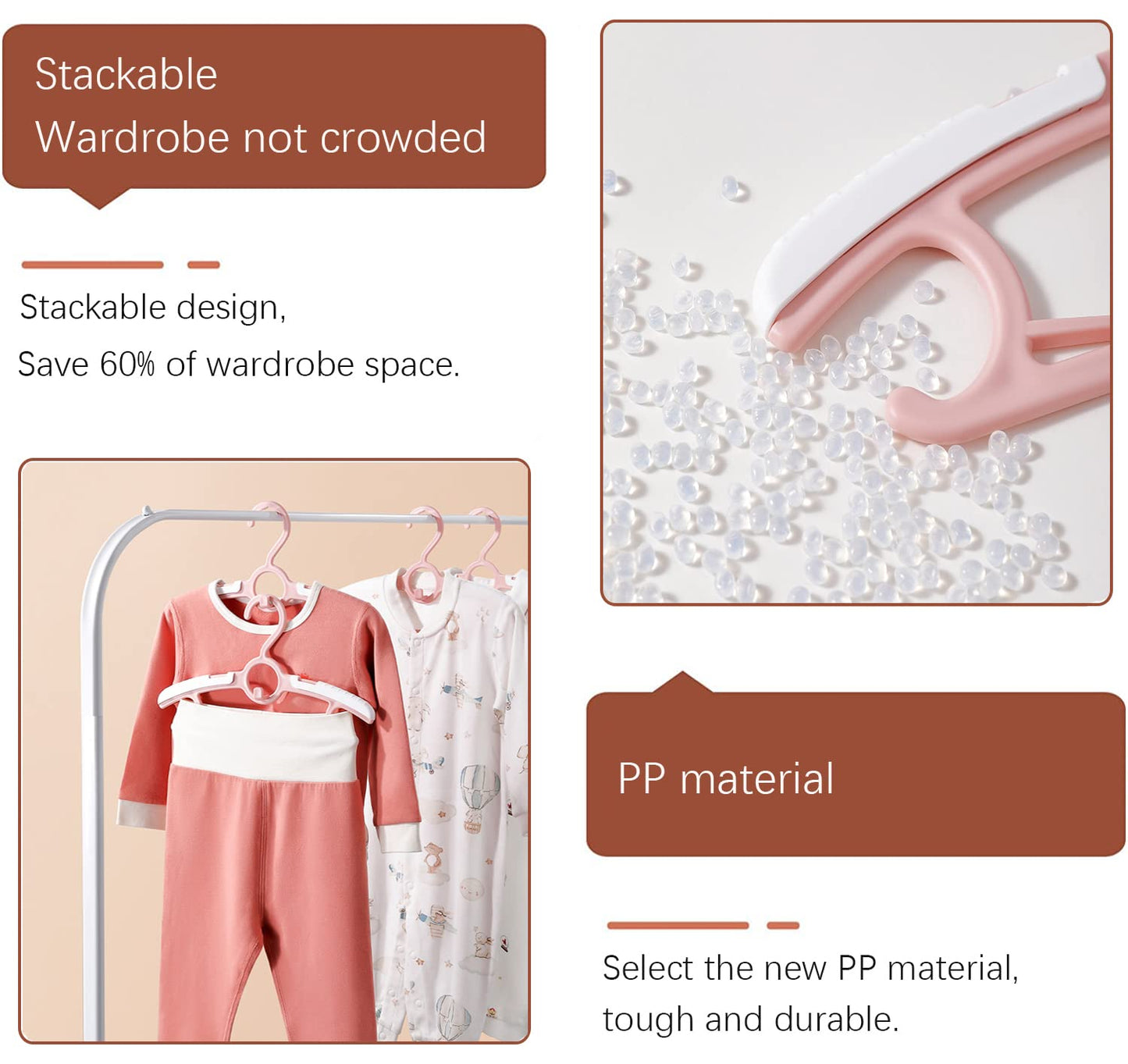 Baby Nursery Closet Hangers, Ultra Thin Non-Slip and Extendable Laundry Infant Pant Hanger for Newborn Clothes - 20pcs11-14" Pink Adjustable Children Coat Hanger for Girl Boy Toddler Kids Child