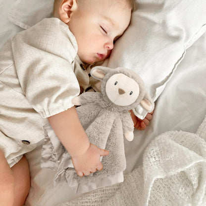 Lamb Security Blanket for Babies, Super Soft Fluffy Snuggle Toy for Newborn Boys and Girls, Stuffed Animal, Pink 13.5 Inch