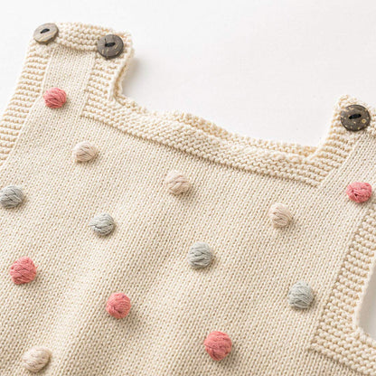 Simplee kids Baby Girl Kint Romper Fall Sleeveless Pompoms Rompers Newborn Little Girl Overall Jumpsuit Outfits