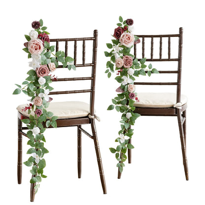 Ling's Moment 10pcs Wedding Chair Decorations Aisle Floral Swag Artificial Pew Flowers Hanging Garland Pink Blush & Cream For Ceremony Reception Church Rose Floral Faux Arrangement Party Outdoor Decor