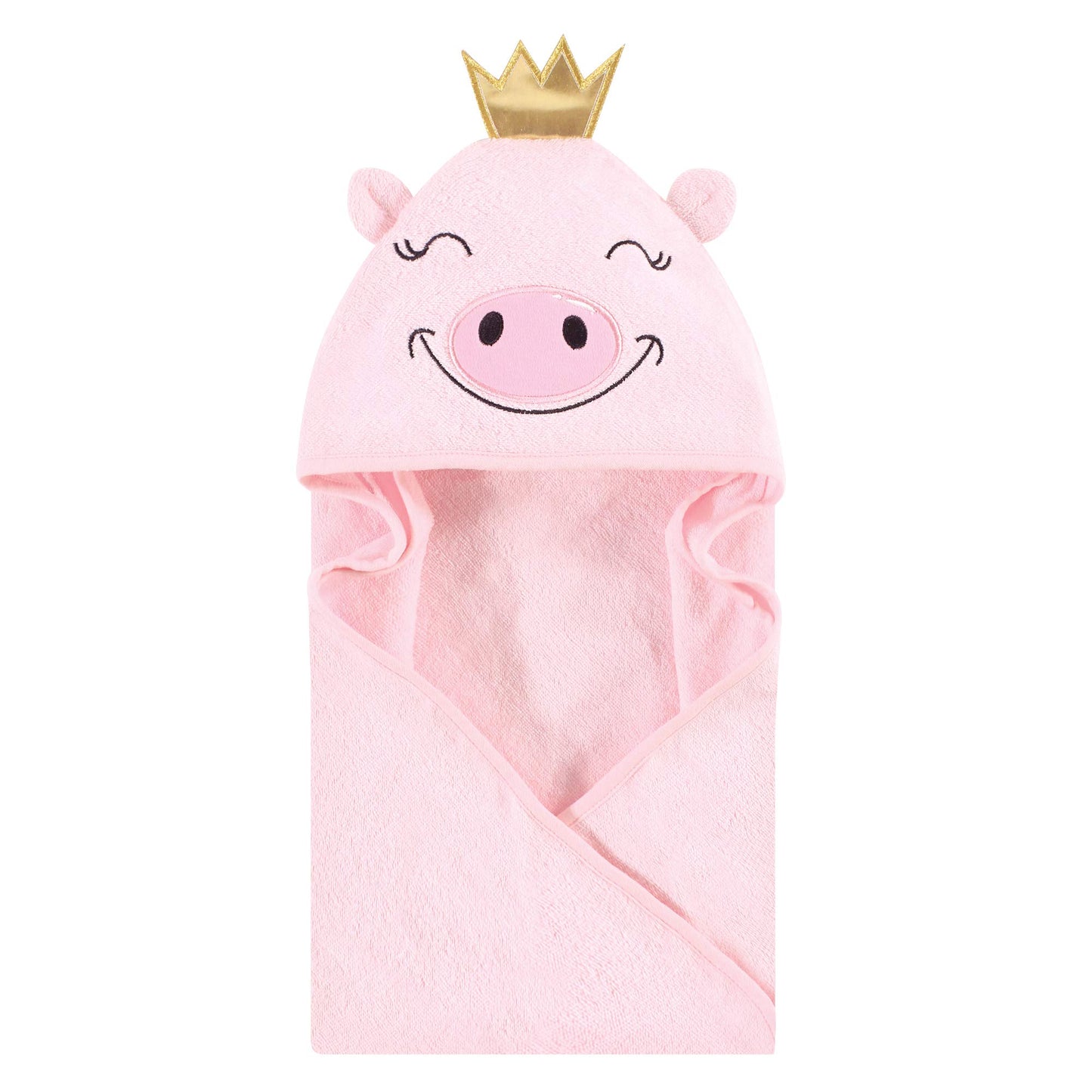 Hudson Baby Unisex Baby Cotton Animal Face Hooded Towel, Pretty Elephant, One Size