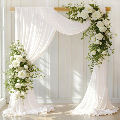 Wedding Arch Draping Fabric 2 Panels 30'' x 18FT Sage Green Sheer Chiffon Arch Drapery for Bridal Shower Backdrop Outdoor Party Church Ceremony