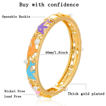 Ethlyn Gold Plated Colorful Openable Kids Baby Girls Bangles Bracelets Birthday Christmas Gifts Birthday Presents for children