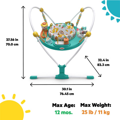 Bright Starts Bounce Bounce Baby 2-in-1 Activity Center Jumper & Table - Playful Pond (Green), 6 Months+