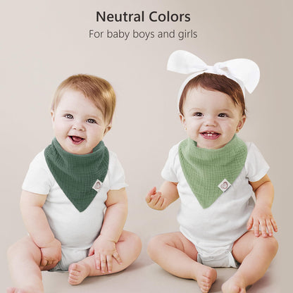 Bearmoss Muslin Baby Bibs 8 Pack Soft Bandana Bibs for Drooling & Teething, Absorbent Burp Cloths with Adjustable Snaps