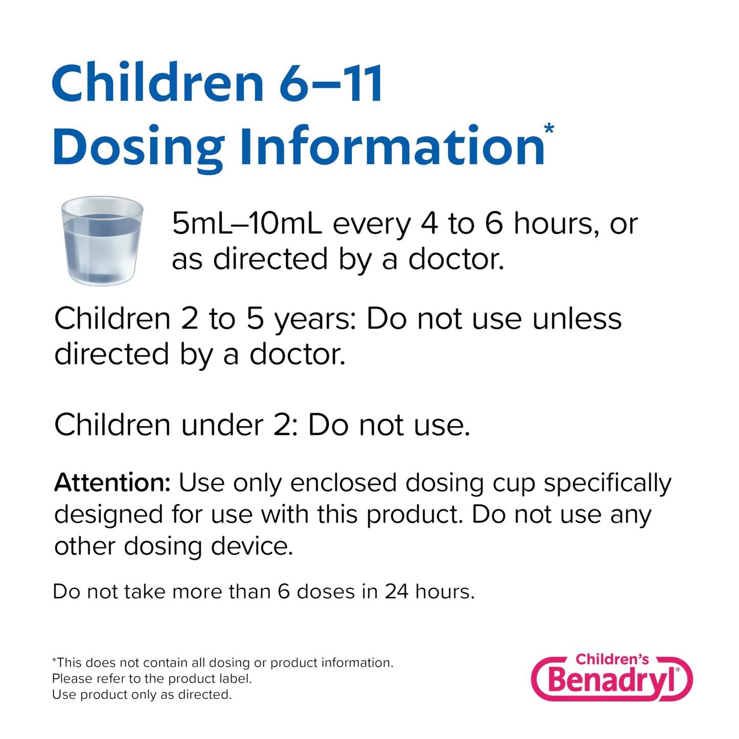 Benadryl Children's Dye-Free Allergy Relief Liquid + 12.5 mg Diphenhydramine HCl, Antihistamine Allergy Medicine for Kids Helps Relieve Runny Nose & Sneezing, Bubble Gum Flavor, 8 fl. oz