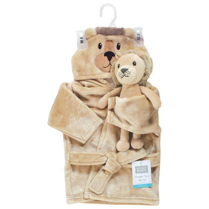 Hudson Baby Unisex Baby Plush Bathrobe and Toy Set