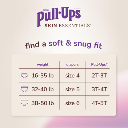 Pull-Ups Girls' Skin Essentials Potty Training Pants, Training Underwear, 2T-3T (16-34 lbs), 124 Ct (4 Packs of 31)