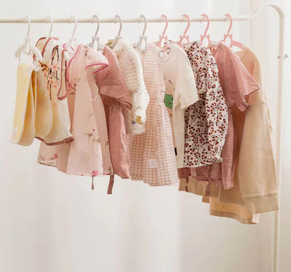 Baby Nursery Closet Hangers, Ultra Thin Non-Slip and Extendable Laundry Infant Pant Hanger for Newborn Clothes - 20pcs11-14" Pink Adjustable Children Coat Hanger for Girl Boy Toddler Kids Child