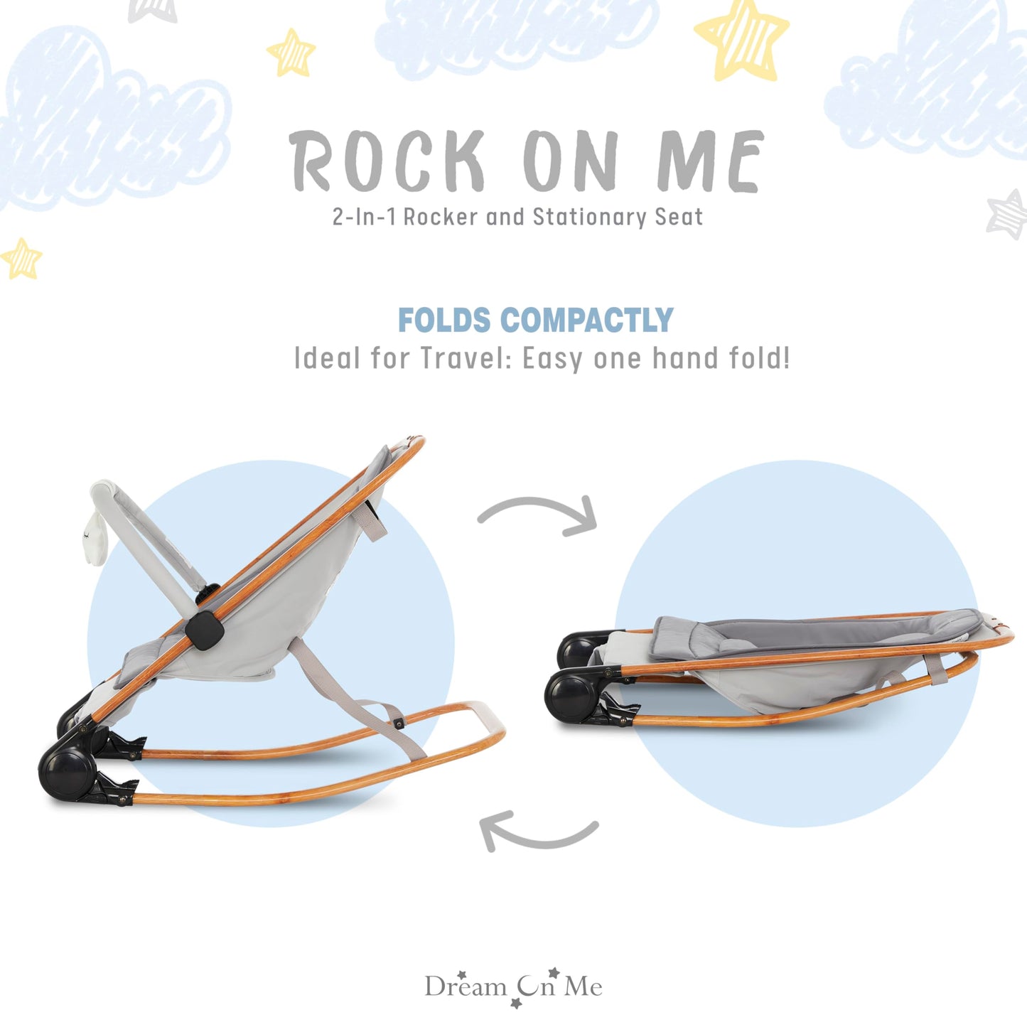 Dream on Me Rock With Me 2-in-1 Baby Rocker and Stationary Seat, Baby Rocker Seat for Infant with Removable Toy Bar, Baby Rocker Chair with Soothing Music & Vibration, 0-6 Months, Upto 20 Lbs