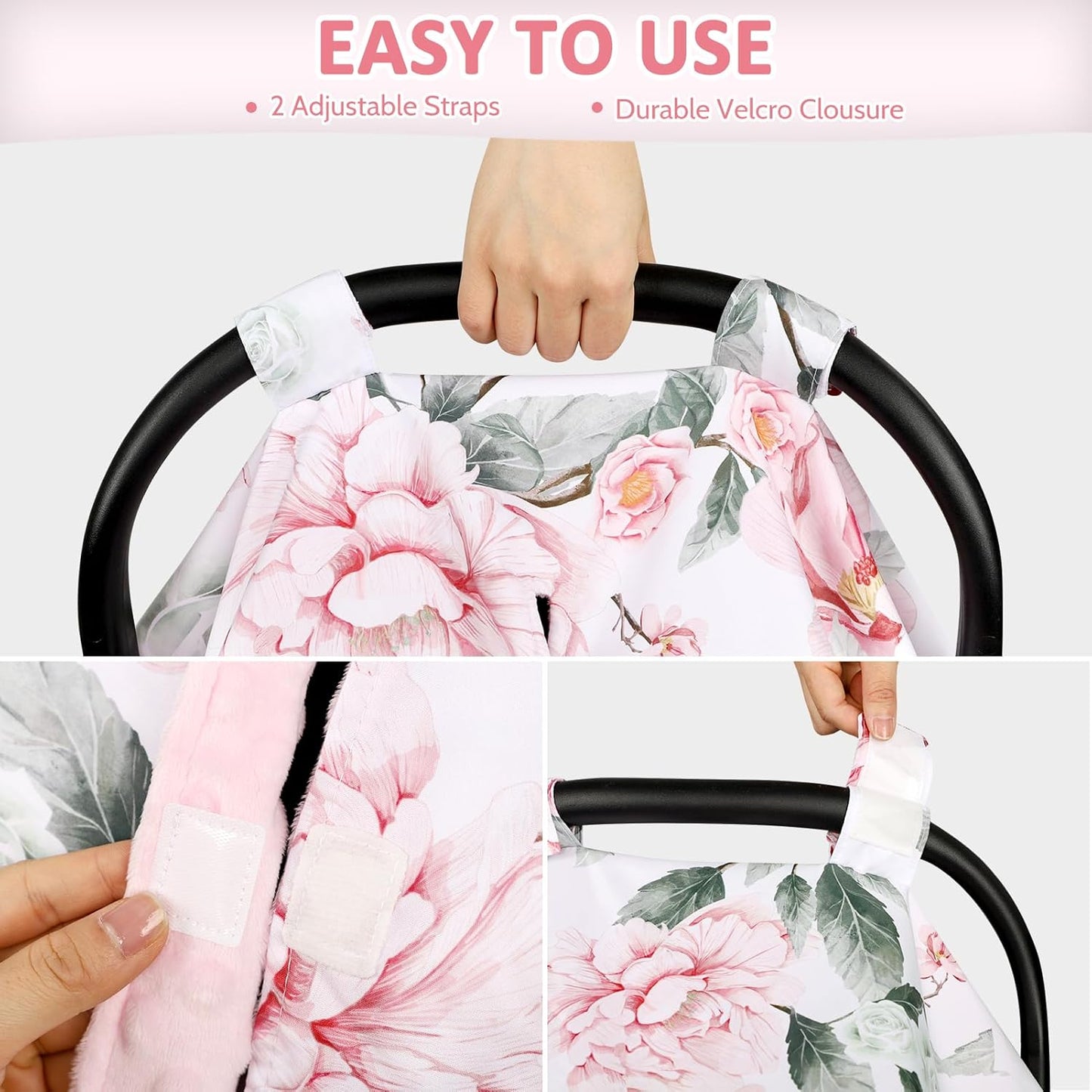 Baby Car Seat Cover, Breathable Infant Carseat Cover for Summer Peekaboo Opening Car Seat Canopy Cover, Nursing Cover for Baby Boys Girls (Flower)