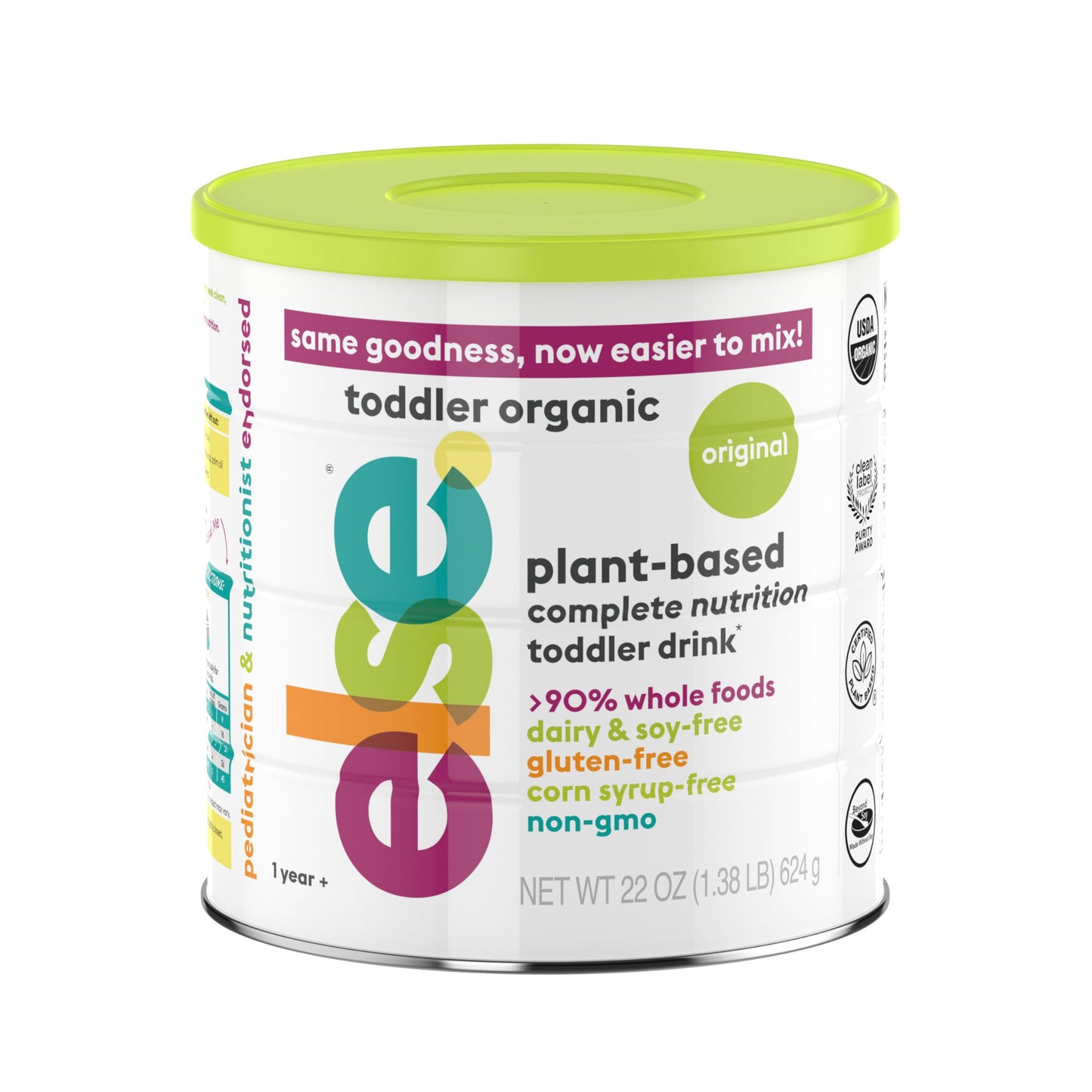 Else Nutrition Toddler Formula 12-36 mo., Plant Based Toddler Nutritional Drink - Soy & Dairy Free, Lactose Free - Complete Baby Formula (12-36 mo.), Protein Powder w/ 20+ Vitamins (22oz, 6-Pack)