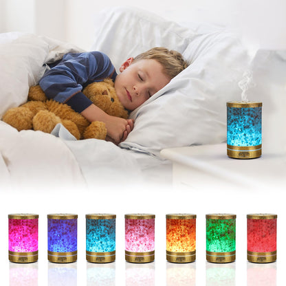 Essential Oil Diffuser Aromatherapy Diffuser - Himalayan Pink Salt Crystal Diffusers for Essential Oils with 7 Color Lights 2 Mist Mode, Reduce Noise Design for Baby Room, Yellow