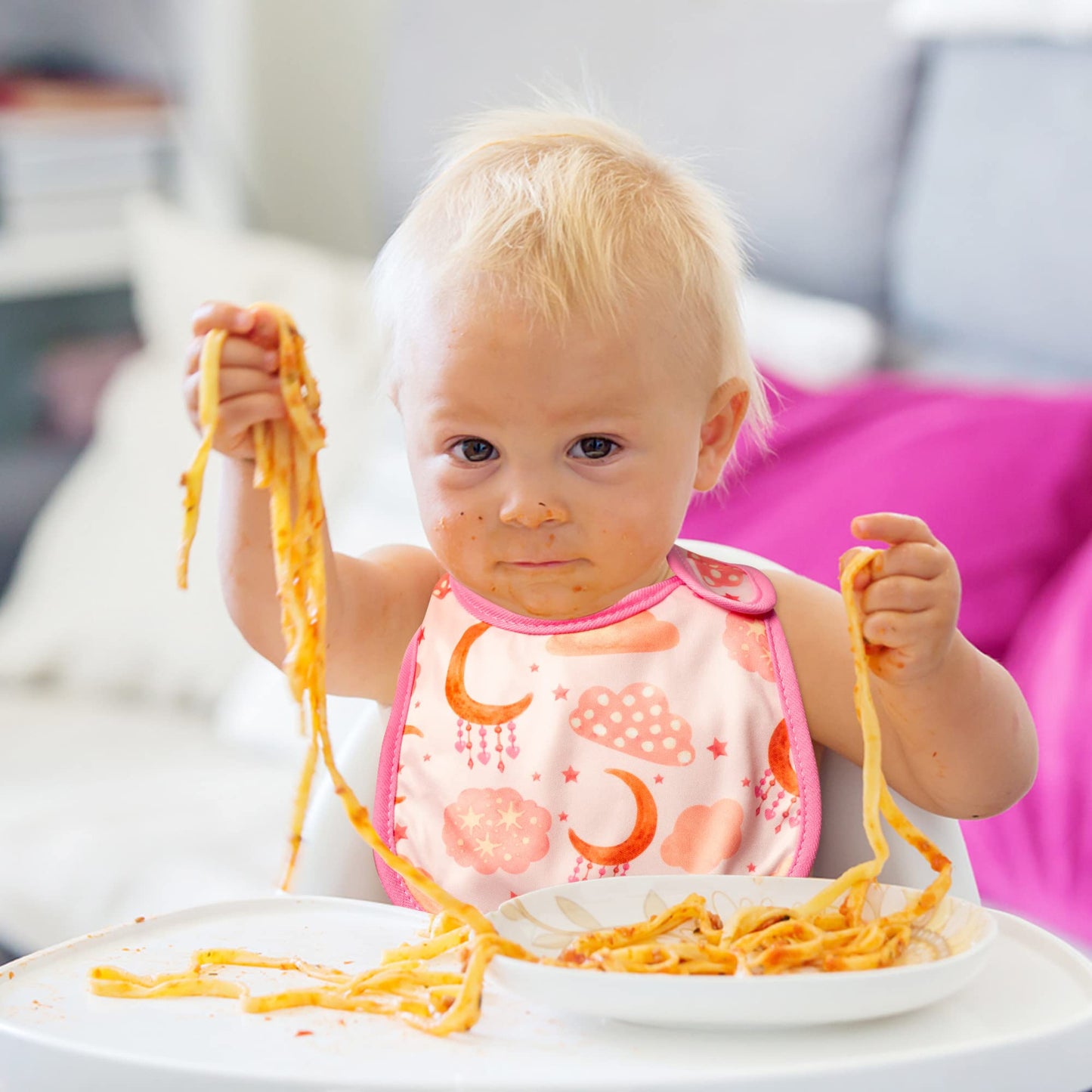 7Pcs Cotton Waterproof Baby Bibs Hook Loop Closure Newborn Bib Keepsake Baby Gift for Drooling Feeding Eating