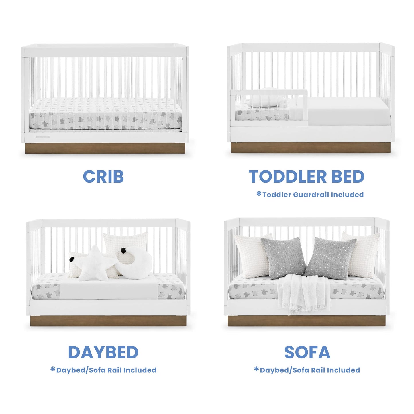 Delta Children James Acrylic 4-in-1 Convertible Crib - Greenguard Gold Certified, Midnight Grey/Acorn