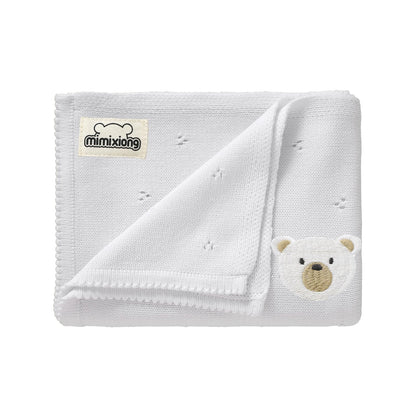 mimixiong Organic Cotton Baby Blanket Neutral Knitted Soft Crib Nursery Swaddling Receiving Blankets for Newborn Baby Boy Girl 40x30 Inch (Oatmeal)