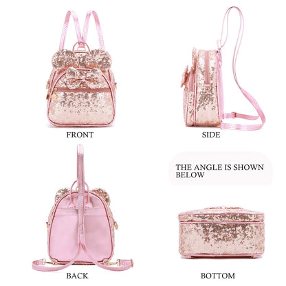 KL928 Girls Bowknot Polka Dot Cute Mini Backpack Small Daypacks Convertible Shoulder Bag Purse for Women