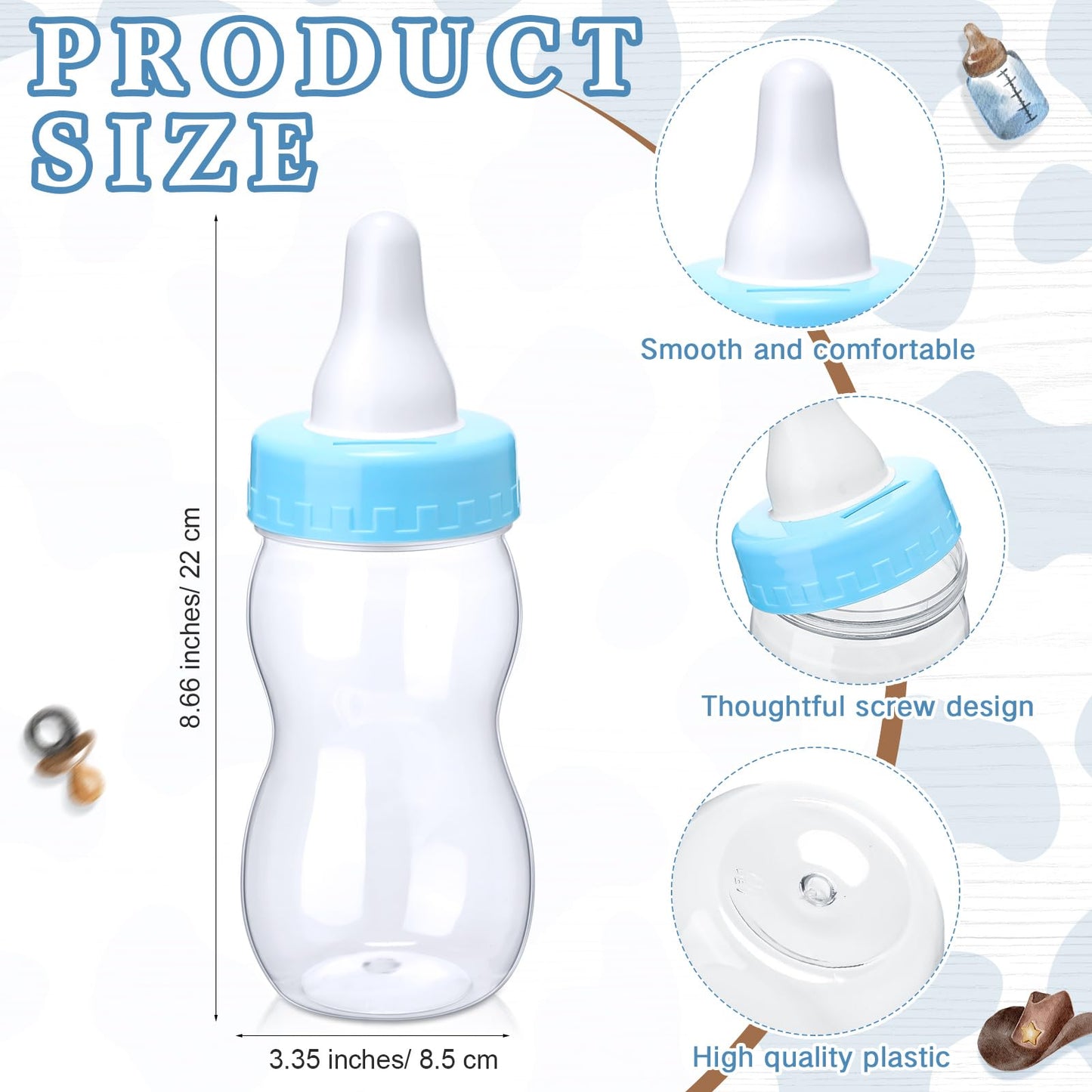 Roowest 512 Pcs Baby Shower Games Guess How Many Pacifiers Sign 100 Small Guessing Games 10 HB Pencils 750ml Milk Bottle 400 Acrylic Pacifiers Decoration for Guest Gender Reveal(Pink,Bear)