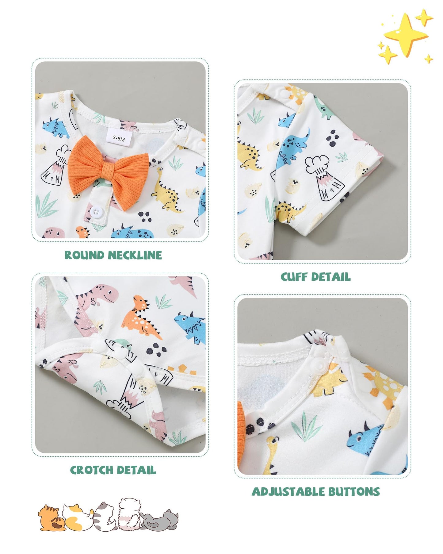 SANMIO Baby Boy Clothes 0-18 Months Newborn Outfits Short Sleeve Romper Top and Suspender Pants Baby Boy Summer Clothing 2Pcs