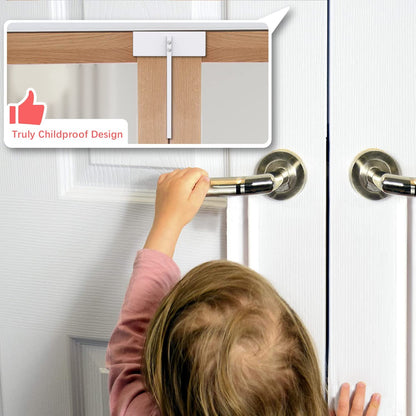 Metal Bifold Door Lock - Double Door Child Safety Locks Keep Toddler, Cats&Dogs Out of Closets, Cabinets, Pantry - No Need Install (1PC)