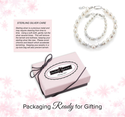 Cherished Moments Sterling Silver & 14K Gold Plated Mom and Me Cultured & Simulated Pearl Matching Bracelet Set for Mother and Daughters