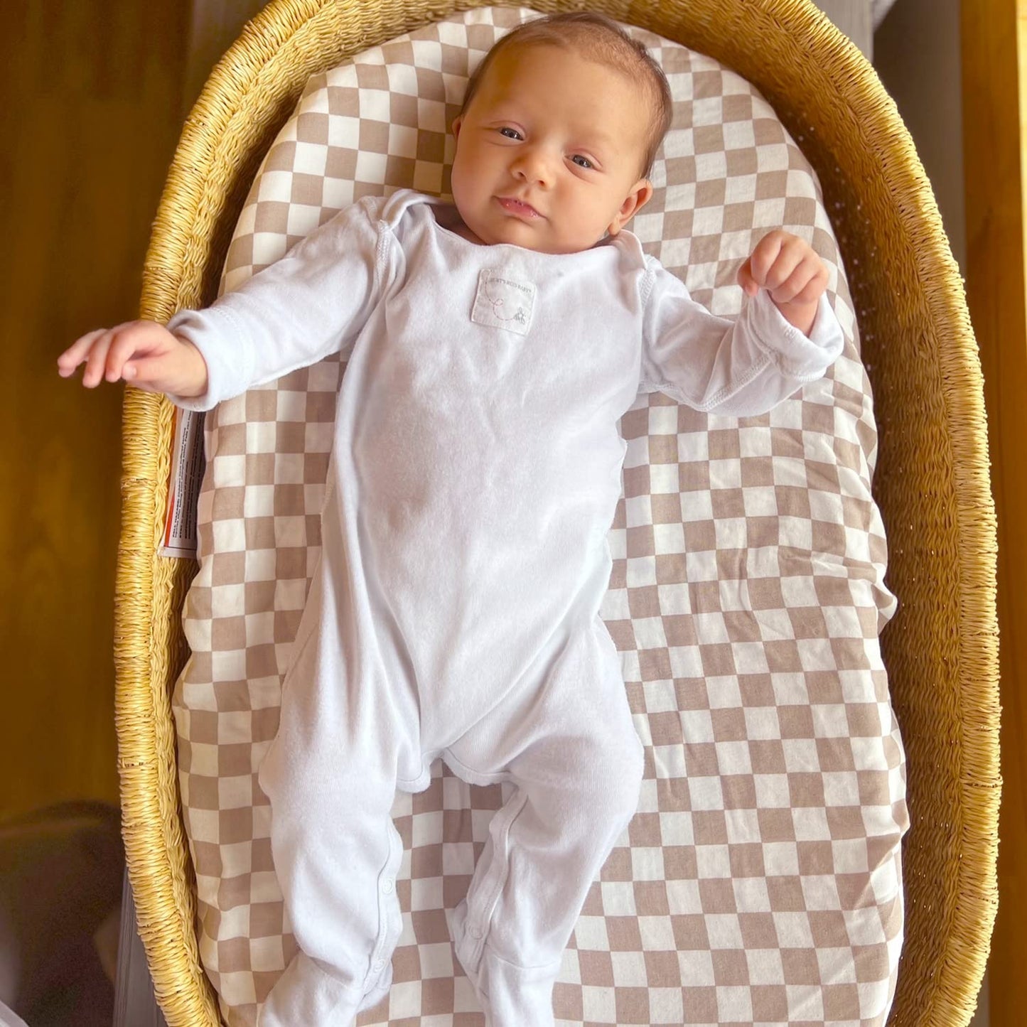 LifeTree Diaper Changing Pad Cover for Boys Girls - Soft Muslin Fitted Changing Table Sheets - 16"x32" Viscose from Bamboo Cotton Blend - Tan Checkered Print