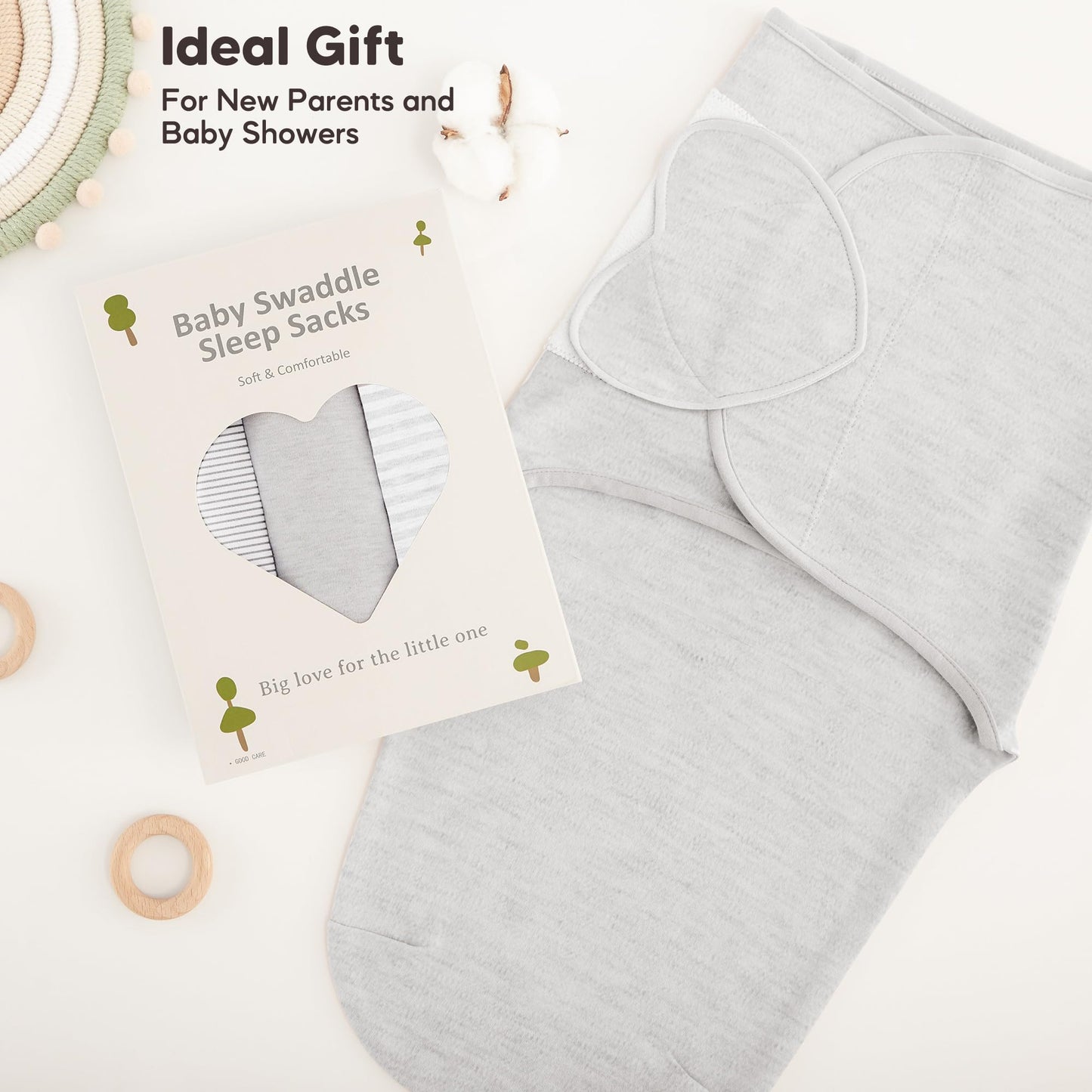 Susurration Swaddles for Newborns, 100% Cotton Baby Swaddle Sleep Sack, with Adjustable Velcro, Breathable and Durable Unisex Swaddle Sleep Sack, 3 Pack