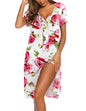 Ekouaer Women's Nightshirt Short Sleeve Button Down Nightgown V-Neck Sleepwear Pajama Dress