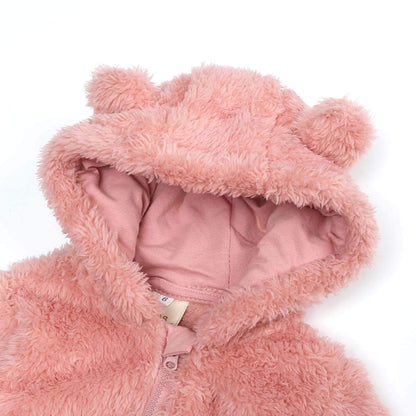 Newborn Baby Jumpsuit Hooded Fleece Rompers Long Sleeve Onesies Outwear Outfits