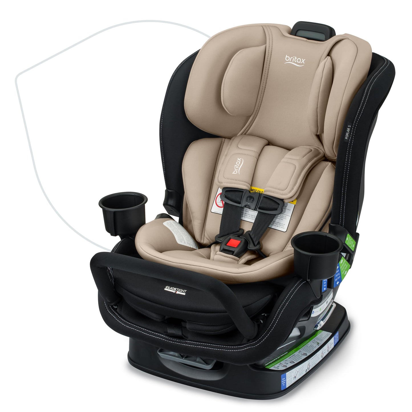 Britax Poplar S Convertible Car Seat, 2-in-1 Car Seat with Slim 17-Inch Design, ClickTight Technology, Arctic Onyx