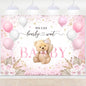 Blue Bear Baby Shower Backdrop 6x3.6 ft We Can Bearly Wait Banner for Boy Bear Baby Shower Decorations Newborn Photo Props Background