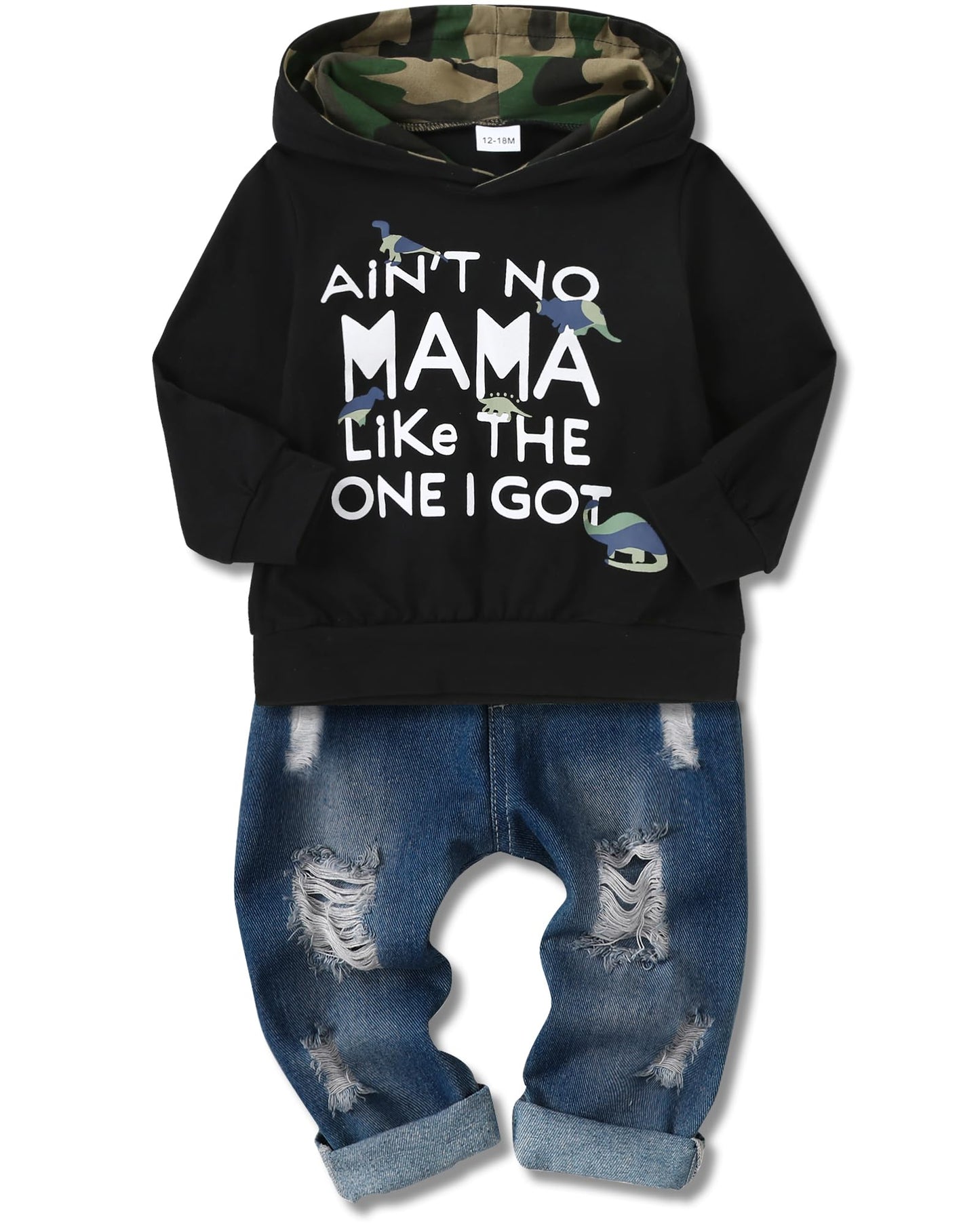 WESIDOM Baby Boy Clothes, Long Sleeve Printing Hoodie With Jeans Pants Outfits Set