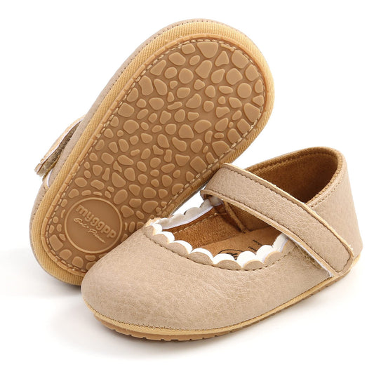 Baby Girl Mary Jane Flats Dress Shoes - Infant Newborn Shoes Anti-Slip Soft PU Leather Party School Wedding Princess Baby Girl Shoes 0-18M